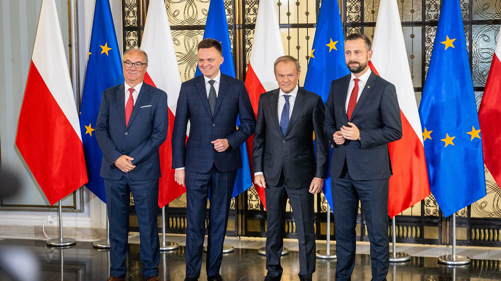 Líderes de los partidos que forman el Gabinete Tusk III